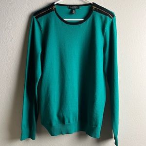 LAUREN RALPH LAUREN SWEATER GREEN KNIT LONG SLEEVE SWEATER SIZE XL PREOWNED
